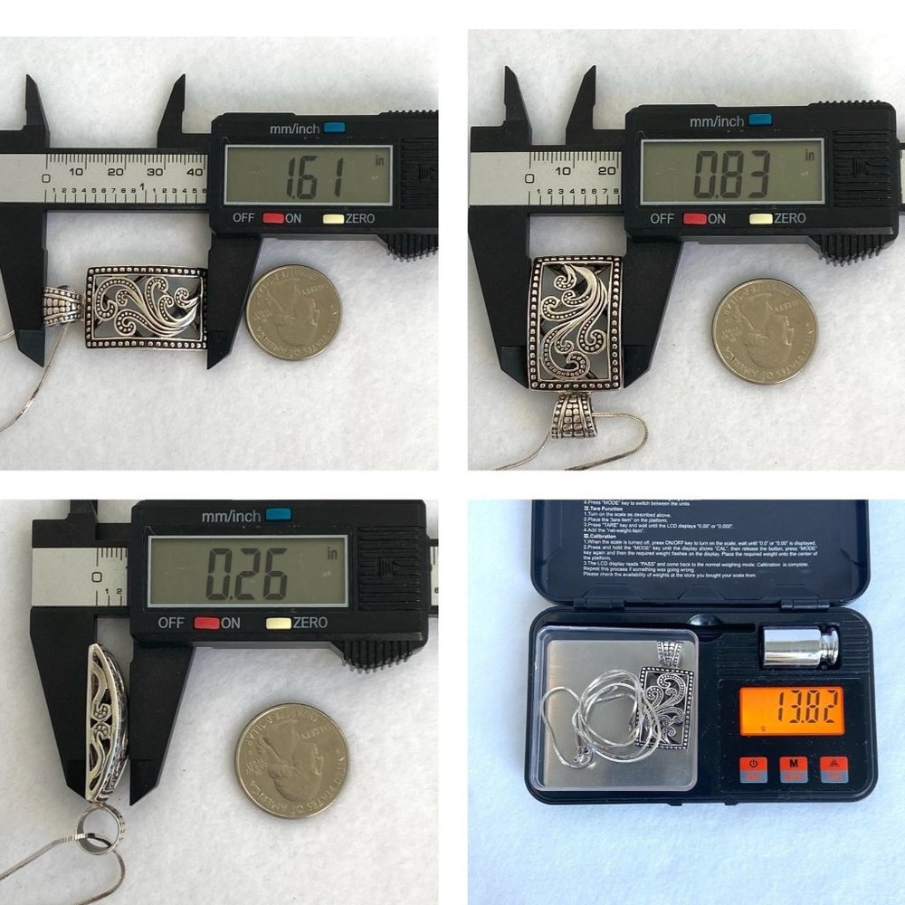 Silpada Sterling Silver Paisley Open Scroll Pendant Necklace & Earrings Set 20" - Picture 9 of 16